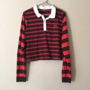 Vans Long Sleeve Collared Crop Top Size XL